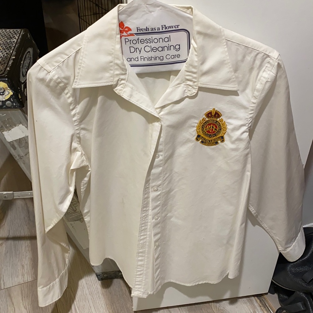 Lauren white oxford dress shirt Petite M white